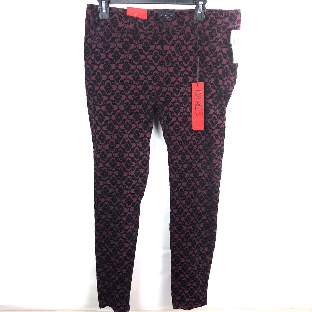Celebrity Pink Juniors Burnt Red Damask Skinny 13